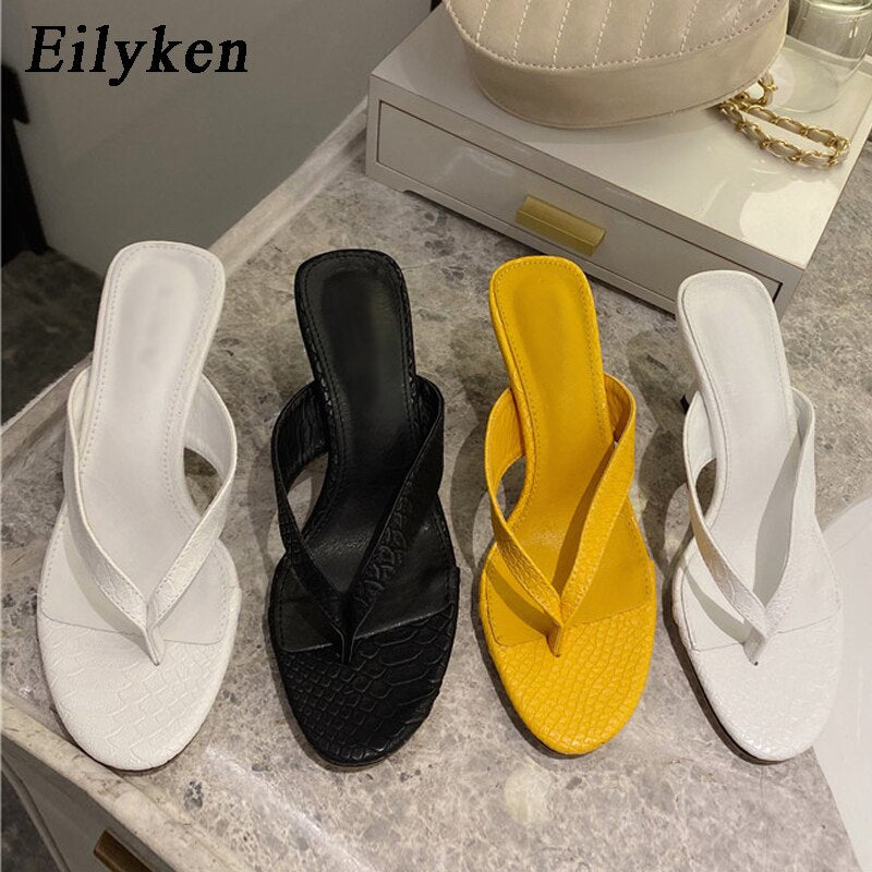 Eilyken 2023 New Brand Slipper Women Summer Outdoor Sandal Slip On Flip Flop Ladies Thin High Heels Slides Elegant Shoes - kmtell.com