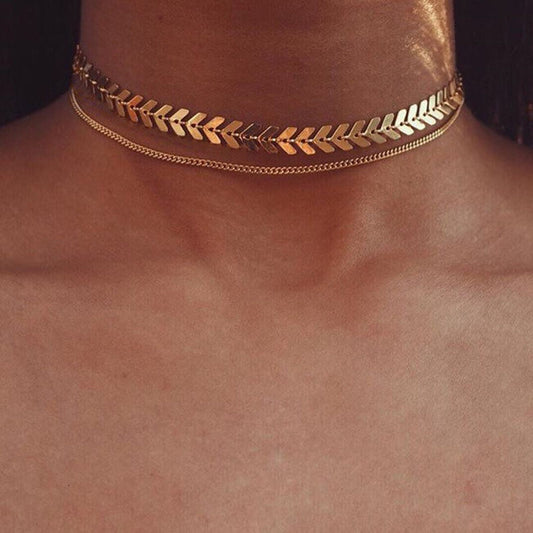 GothicMulti choker Necklace Women Flat Chain Chocker On Neck Jewelry Two Layers Necklaces Collares Fishbone Airplane Necklac - kmtell.com