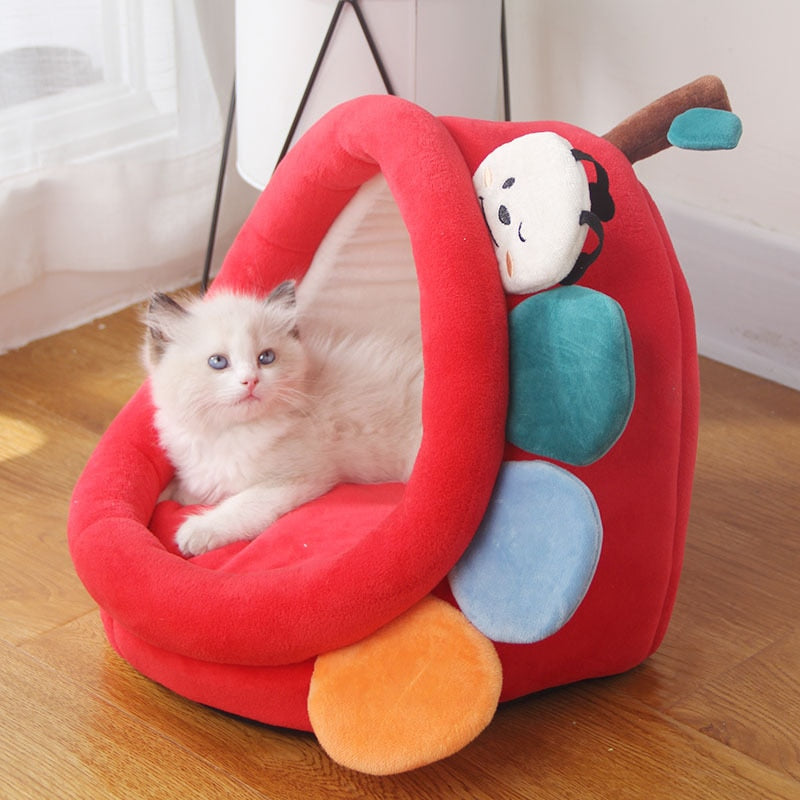 Warm Cat Bed Kitten House Pet Basket Lounger Cushion Small Dogs Pillow Mat Tent Puppy Nest Cave Sleeping Beds House for Cats - KMTELL