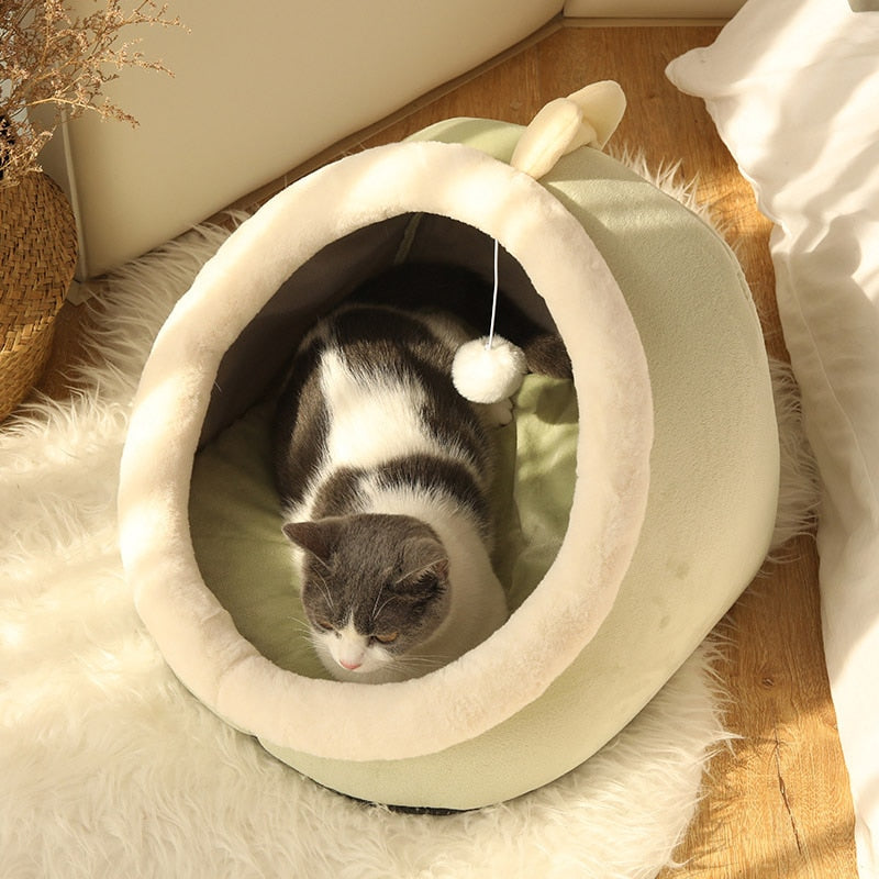 Sweet Cat Bed Warm Pet Basket Cozy Kitten Lounger Cushion Cat House Tent Very Soft Small Dog Mat Bag For Washable Cave Cats Beds - KMTELL