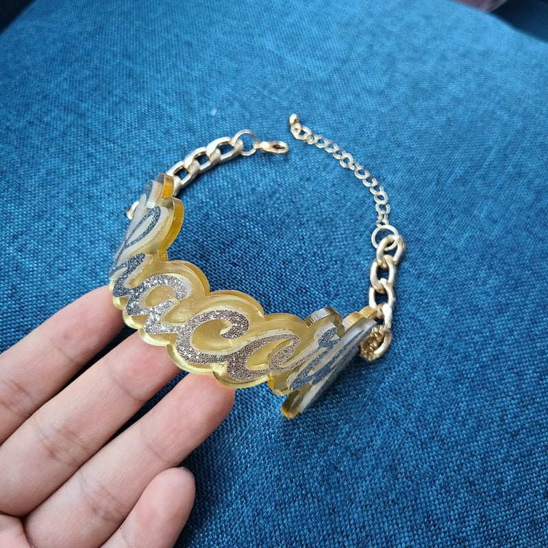 Personalized Customized Name Bracelets for Women  Customize Unique Cuban Chain Custom Name Bracelet bangle ring set - KMTELL
