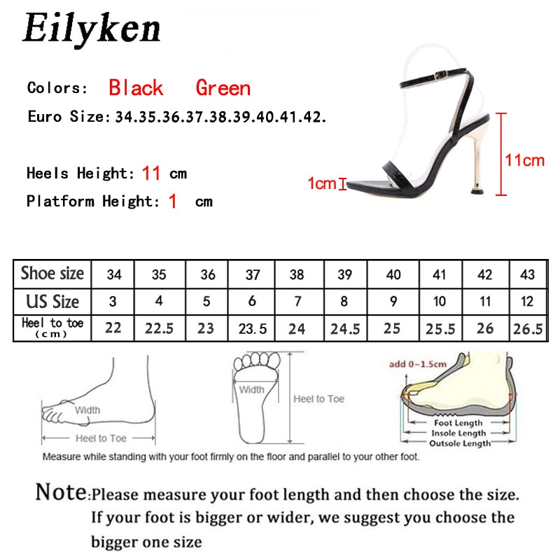 Eilyken 2023 New Ankle Buckle Strap Green High Heels Sandals Women&#39;s Pointed Toe Party Female Shoes Sandalias Mujer - kmtell.com