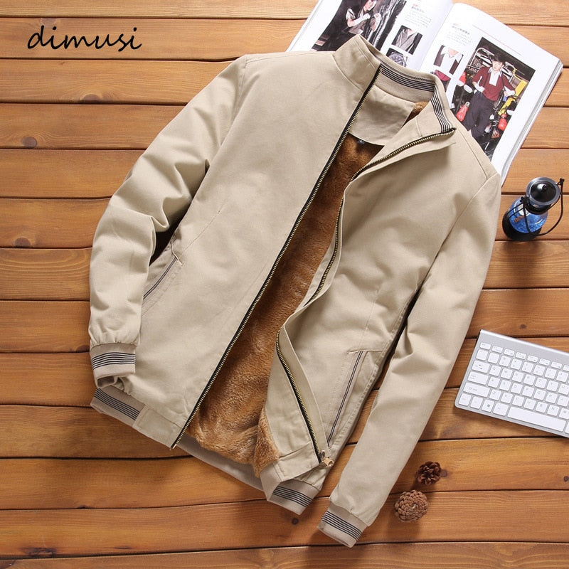 DIMUSI Autumn Mens Bomber Jackets Casual Male Outwear Fleece Thick Warm Windbreaker Jacket Mens Military Baseball Coats Clothing - KMTELL