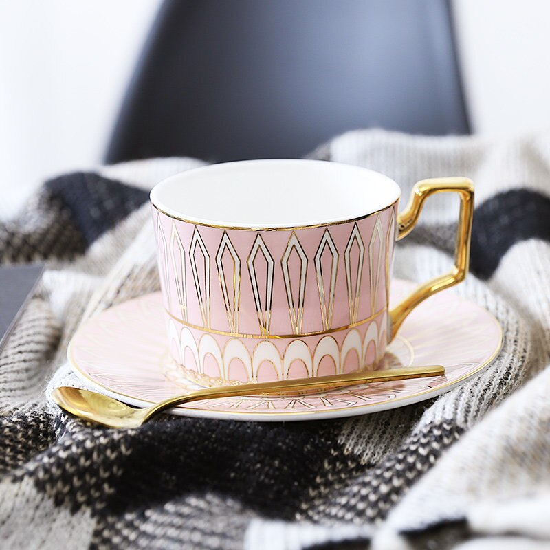 British Phnom Penh Ceramic Coffee Cup European  and Saucer Set Household Simple Afternoon Tea with Spoon - kmtell.com