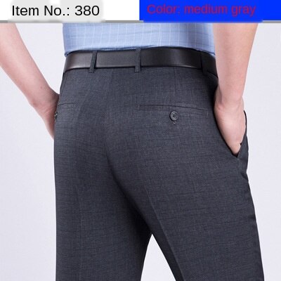 Double Pleated Men Suit Pants High Waist Straight Loose Office Formal Dress Trouser for Man Black Gray Big Size 40 42 44 - kmtell.com