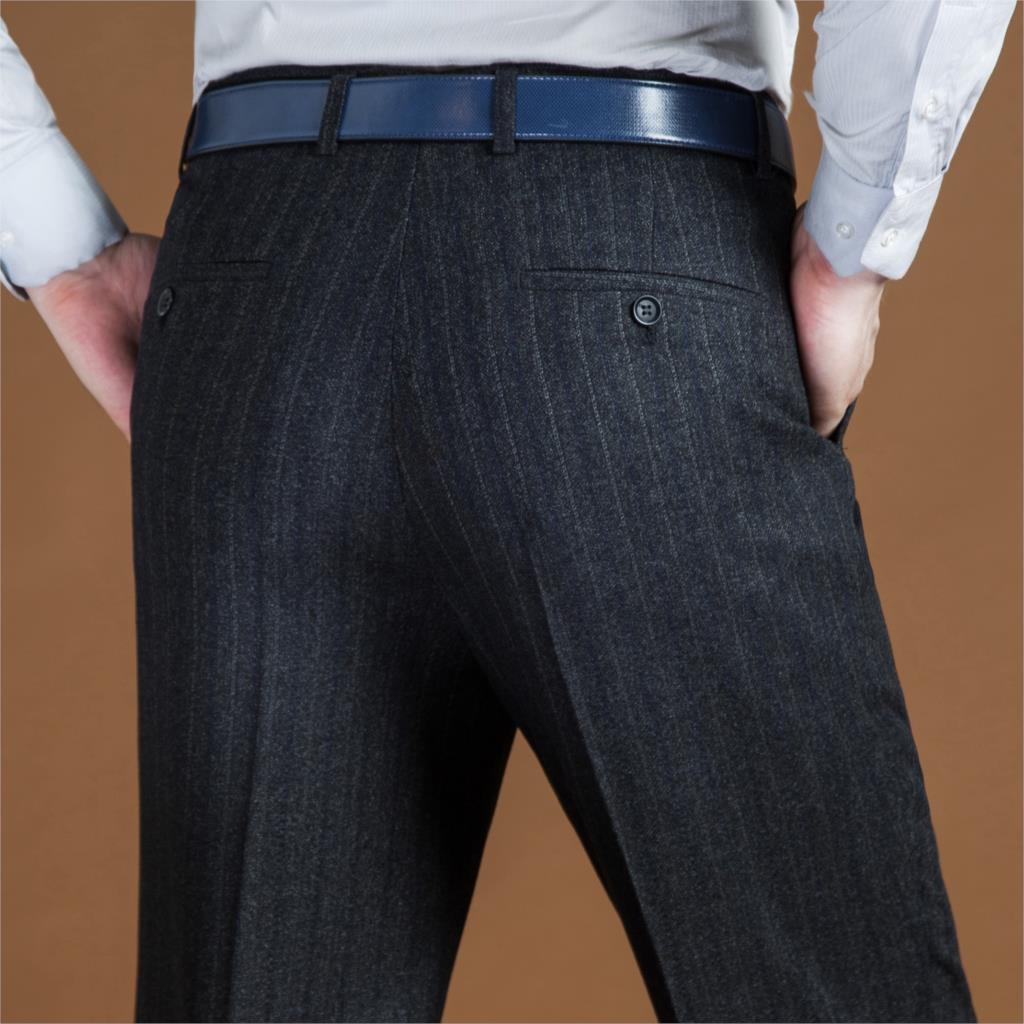 High Waist Wool Men Pants Classic Straight Loose Pleated Black Suit Pant For Men Formal Trousers Men Size 42 44 - kmtell.com