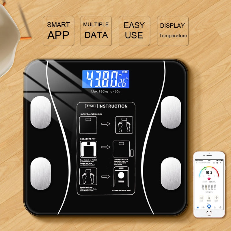 Body Fat Scale Smart Wireless Digital Bathroom Weight Scale Body Composition Analyzer With Smartphone App Bluetooth-compatible - kmtell.com