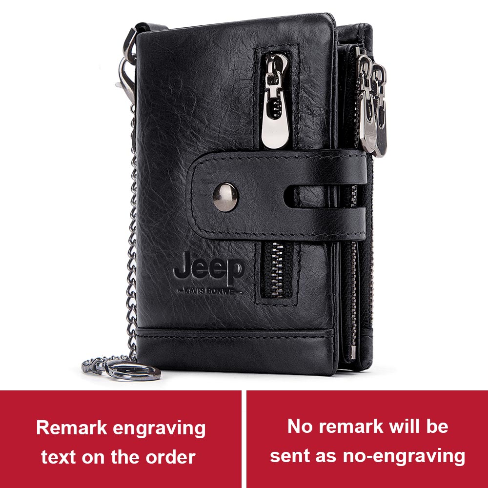 Fashion Men Wallet Genuine Leather Male Small Clutch Hasp Double Zipper Design Short Coin Purse RFID ID Card Holder Droshipping - KMTELL