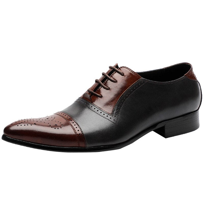 2021 Wedding Shoes Men Groom Business Dress British Pointed Shoes Genuine Leather Men&#39;s Brock Carved Color Matching Formal Shoes - kmtell.com