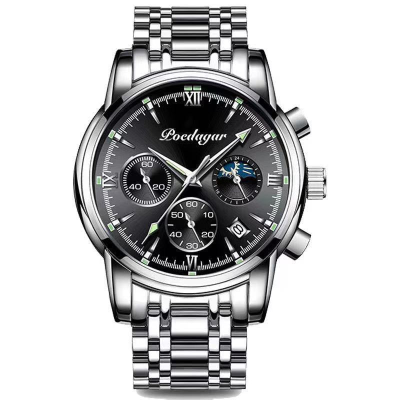 2023 New Casual Sport Chronograph Men&#39;s Watches Stainless Steel Band Wristwatch Big Dial Quartz Clock with Luminous Pointers - kmtell.com