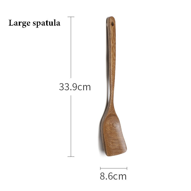 1PC Cooking Utensils Set cookware set non stick wooden spatula spoons for cooking wood kitchen accessories tools cooking - kmtell.com