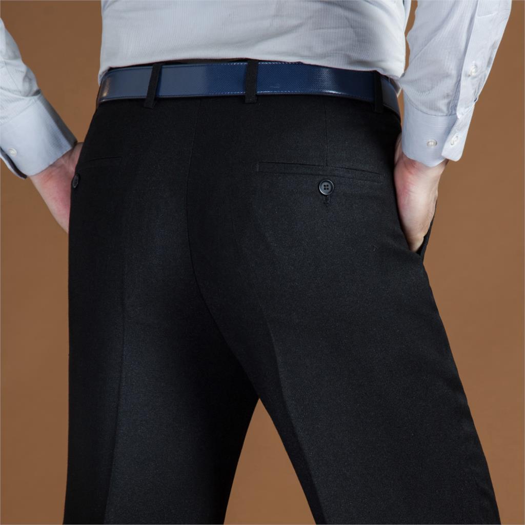 High Waist Wool Men Pants Classic Straight Loose Pleated Black Suit Pant For Men Formal Trousers Men Size 42 44 - kmtell.com