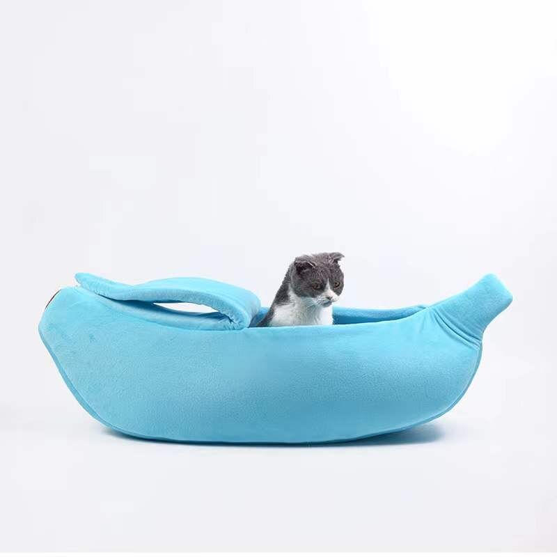 Cute Banana Cat Bed House Super Soft Pet Kennel Dog Warm Sleeping Basket Kitten Comfort Cushion For Cats Portable Cozy Cave - KMTELL