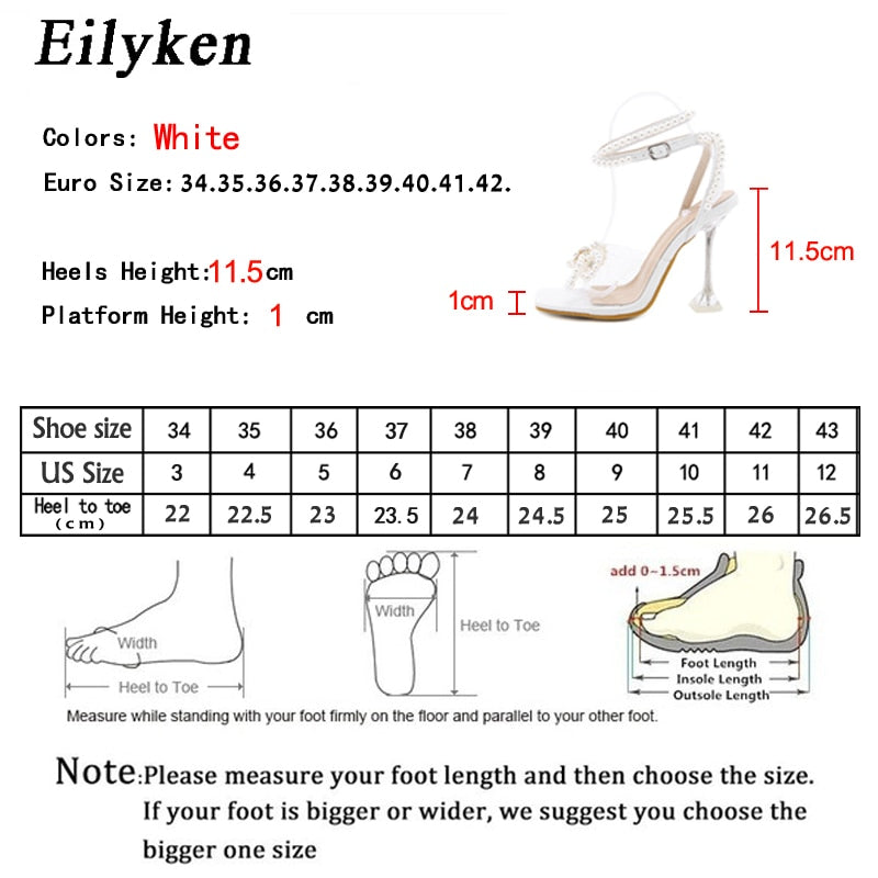 Eilyken New Design Sexy White String Bead High Heels Women Sandals Summer Gladiator Party Dress Buckles Pumps Shoes Size 35-42 - kmtell.com