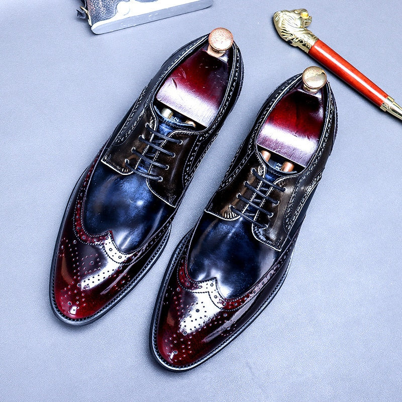 Men&#39;s Casual Leather Shoes Business Dress Shoe British Leisure Glossy Patent Leather Retro Polished Wear-resistant Pointed Shoes - kmtell.com