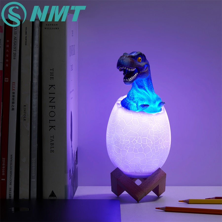 3D Printed Touch Sensor LED Night Light 16 Colors Dinosaur Egg Bedside Lamp Remote Control 4 Modes Toy Rechargeable Table Lamp - kmtell.com