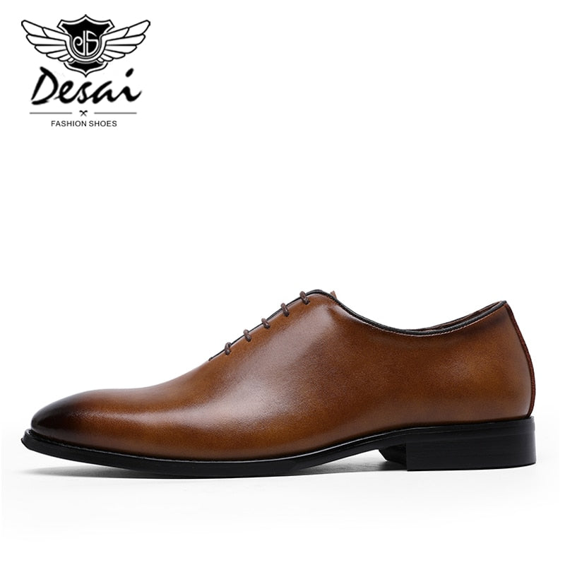 DESAI Large Size Men&#39;s Shoes New High Quality Cowhide Memory Foam Stitching Soles Business Dress Shoes Men Genuine Leather Shoes - kmtell.com