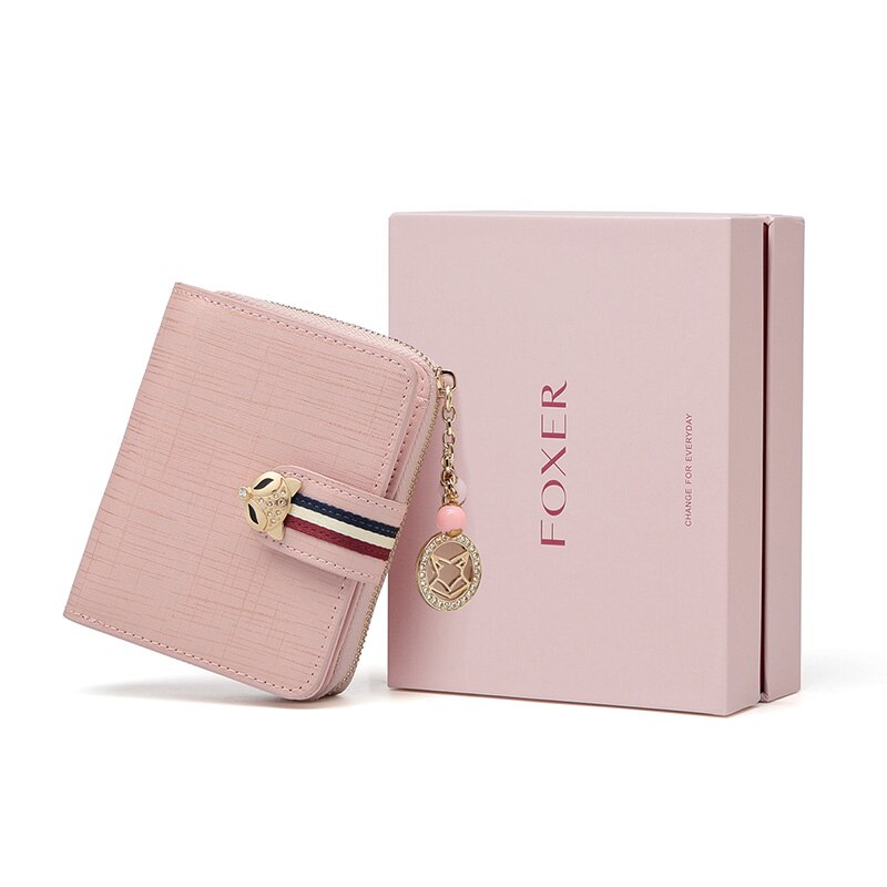 FOXER Valentine&#39;s Day Gift Women Luxury Short Wallet Split Leather Coin Purse Lady Money Bags Fashion Female Card Holder ID Case - kmtell.com