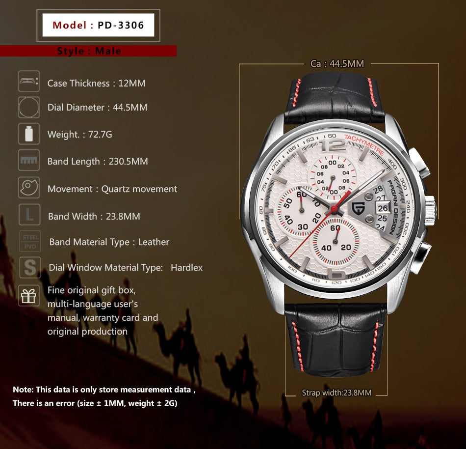 relogio masculino PAGANI DESIGN Men Quartz Watches Luxury Brands Fashion Timed Movement Military Watches Leather Quartz Watches - kmtell.com