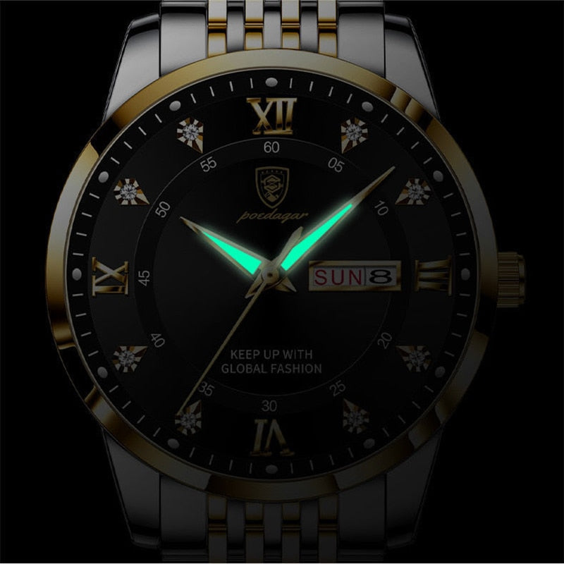 2023 New Casual Sport Chronograph Men&#39;s Watches Stainless Steel Band Wristwatch Big Dial Quartz Clock with Luminous Pointers+box - kmtell.com