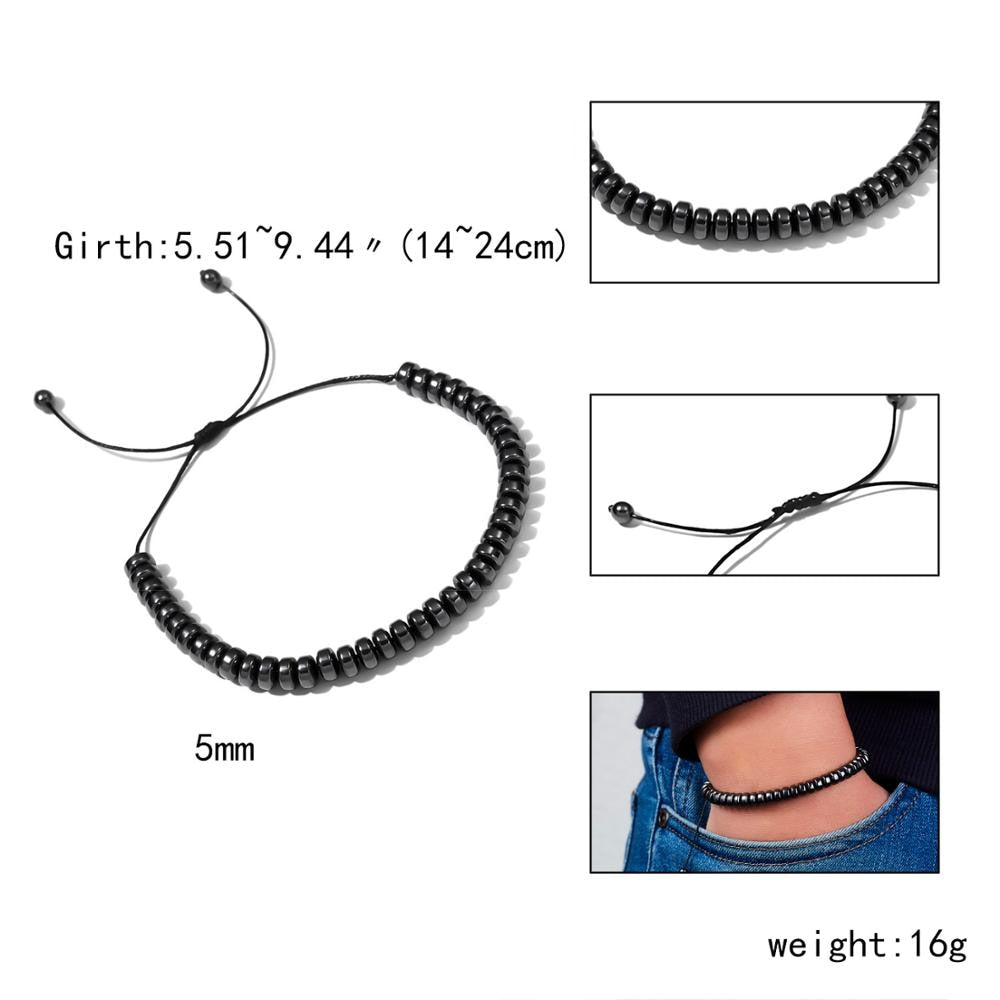 No-magnetic Black Hematite Bracelets For Women Healing Beads Loss Weight Effective Men Bracelet Therapy Arthritis Health Jewelry - kmtell.com