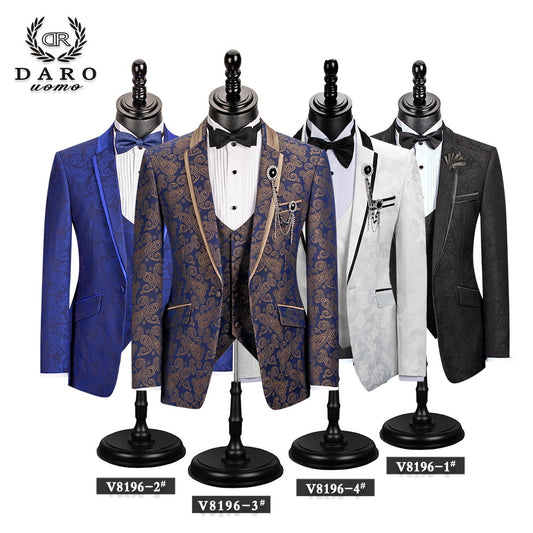 Men Suit Bridegroom Wedding Tuxedo New Style Blazer Pattern Jacket Vest Pant 3 Piece Slim Fit Black Gold White Royalblue Custom - kmtell.com