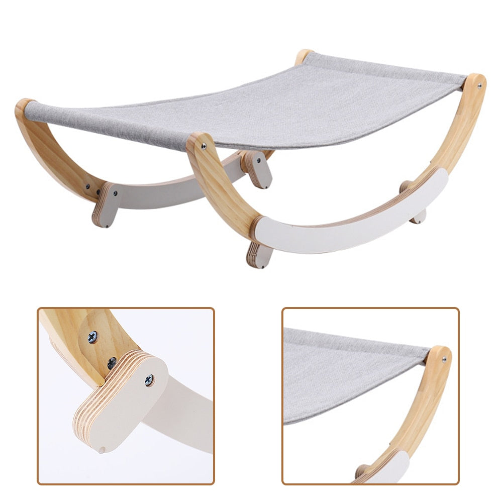 Comfortable Sunny Cat Hammock Removable Bed Lounger Solid Wood Durable Strong Wood Frame Bed Small Dogs Sofa Mat Pet Cat Bed For - KMTELL