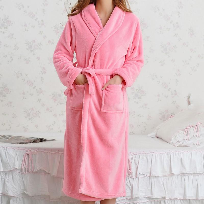 Coral Fleece Women Robe Winter Warm Kimono Gown Thicken Flannel Nightwear Sleepwear Female Casual Bathrobe Intimate Lingerie - kmtell.com
