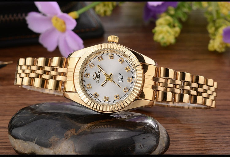 CHENXI Brand Top Luxury Ladies Gold Watch Women Golden Clock Female Women Dress Rhinestone Quartz Waterproof Watches Feminine - kmtell.com