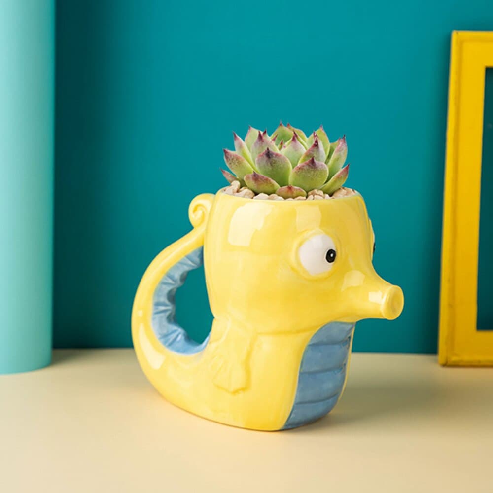 Funny Hippocampus Ceramic Coffee Mug with Handle Handcrafted Creative Novelty 3D Coffee Cups Unique Birthday Gift for Friends - KMTELL