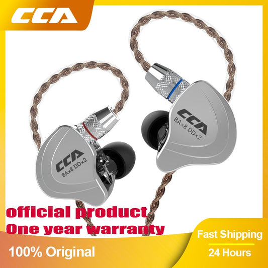 CCA C10 Headphones 4BA+1DD Hybrid Technology HiFi In Ear Music DJ Gamer Sport Earphone Active Noice Cancelling Monitor Headset - kmtell.com