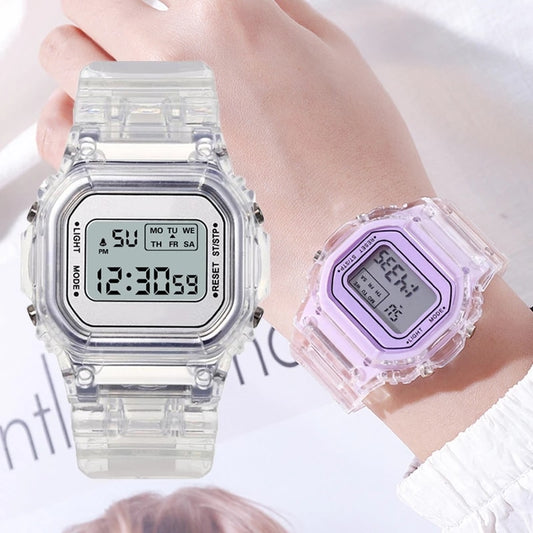 New Fashion Transparent Digital Watch Square Women Watches Sports Electronic Wrist Watch Reloj Mujer Clock Dropshipping - kmtell.com