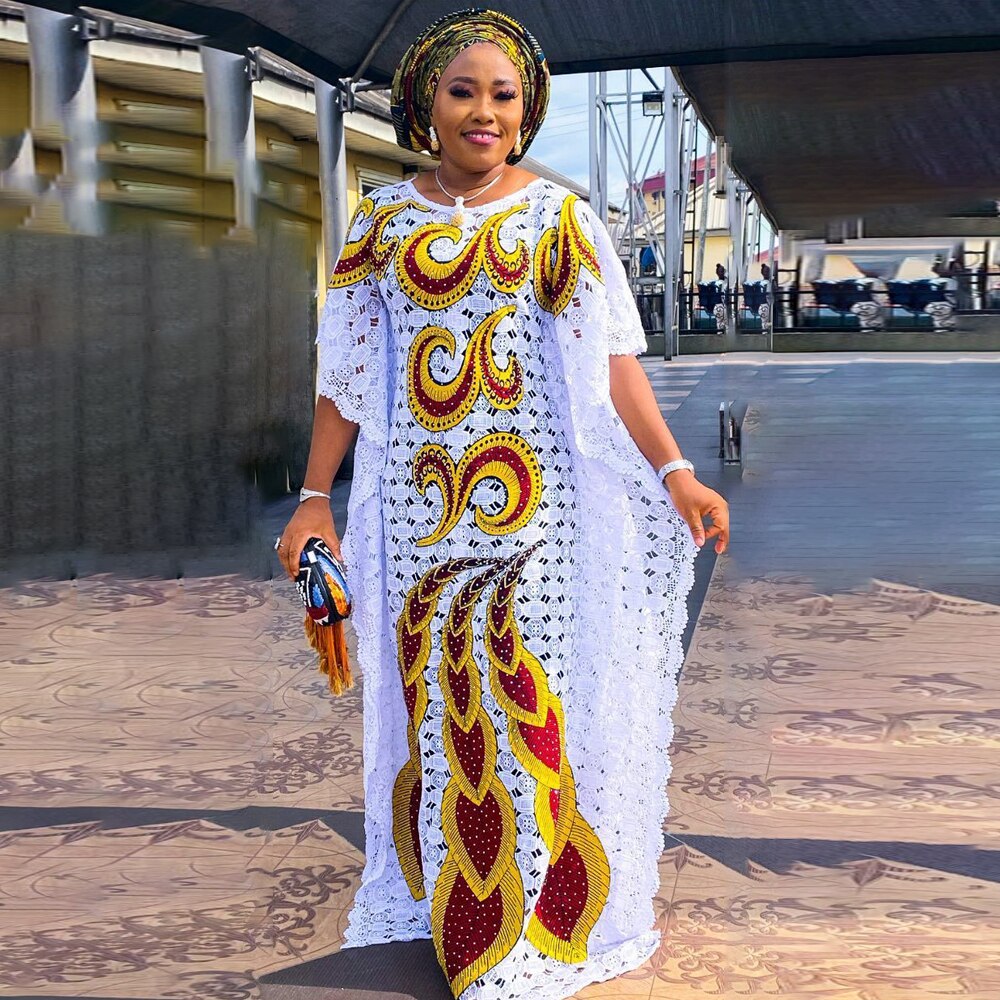 MD African Plus Size Lace Dresses Women Wedding Party Traditional Gown Ankara Outfits Robe Africaine Femme Kaftan Abayas Boubou - kmtell.com