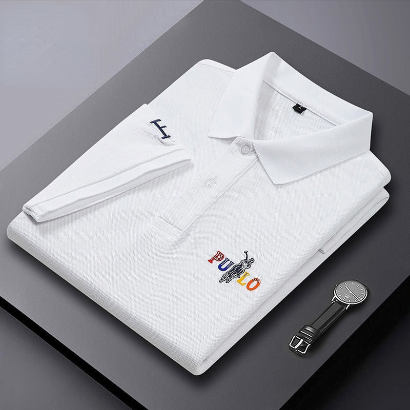 Summer Men Polo Shirts Turn-down Collar Short Sleeve Men Tops Embroidered Solid Shirts Man Top Polo T-shirt for Men Clothing - kmtell.com