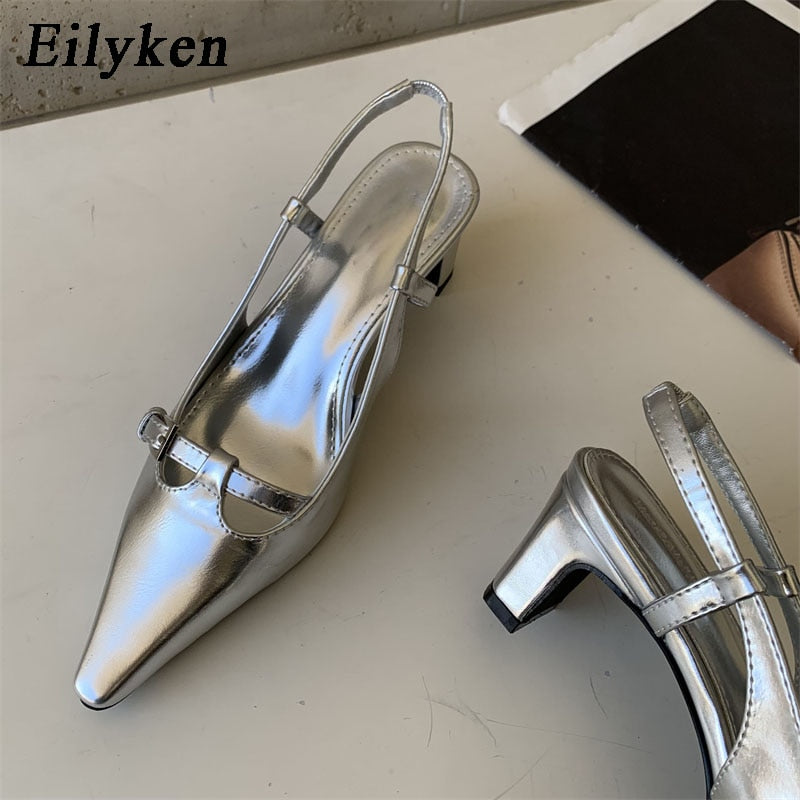 Eilyken New Brand Women Pumps Fashion Pointed Toe Slip On Ladies Elegant Slingback Shoes Outdoor Dress Party Sandal - kmtell.com