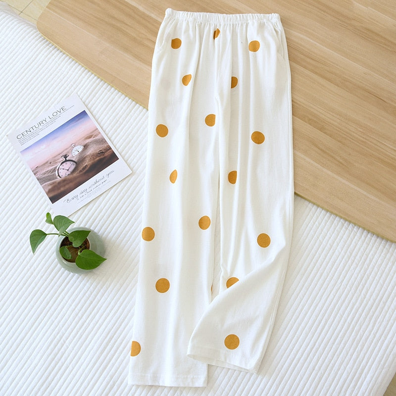 Cute Print Cartoon Sleep Bottom Casual Pajamas Pant for Women Elastic Waist Pantalon Loose Trousers Long Nightwear Clothes - kmtell.com