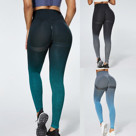 Gradient Color Energy Legging Women Workout Fitness Jogging Running Leggings Gym Tights Stretch Sportswear Yoga Pants - kmtell.com