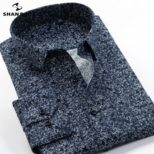 SHAN BAO brand men&#39;s floral print shirt 2022 spring new trend men&#39;s casual loose long-sleeved shirt 5XL 6XL 7XL 8XL 9XL 10XL - kmtell.com