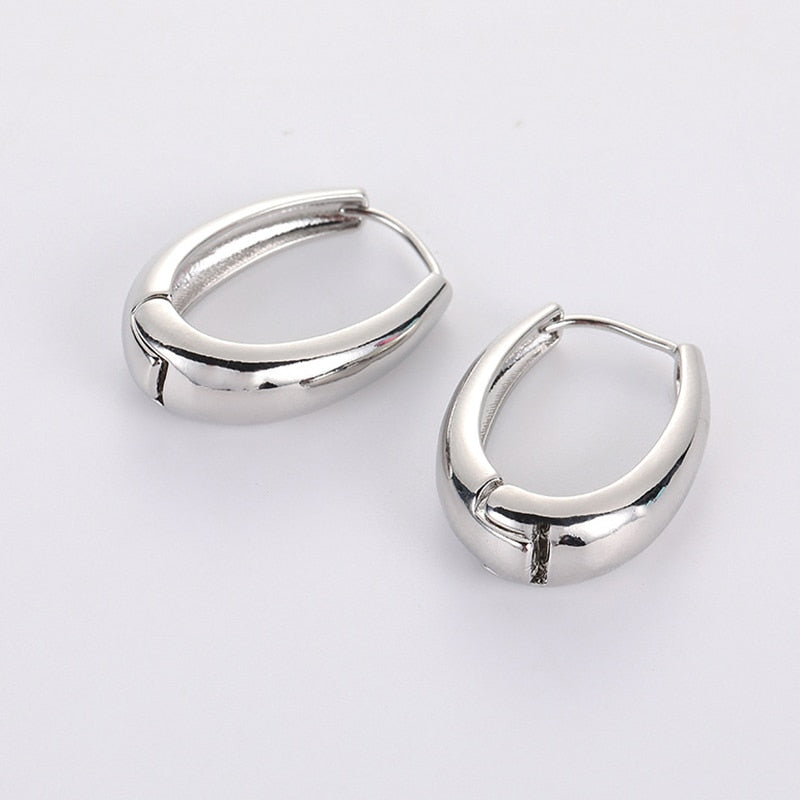 Statement Minimalist Gold Silver Color Mixed Solid Heart Pendant Hoop Earrings Street Style Korean Fashion Jewelry - kmtell.com