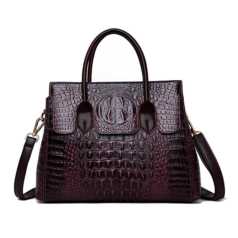 Women Handbag Genuine Leather Bags Women Crocodile Luxury Handbags Women Bags Designer Crossbody Bags Female Retro Tote Handbags - kmtell.com