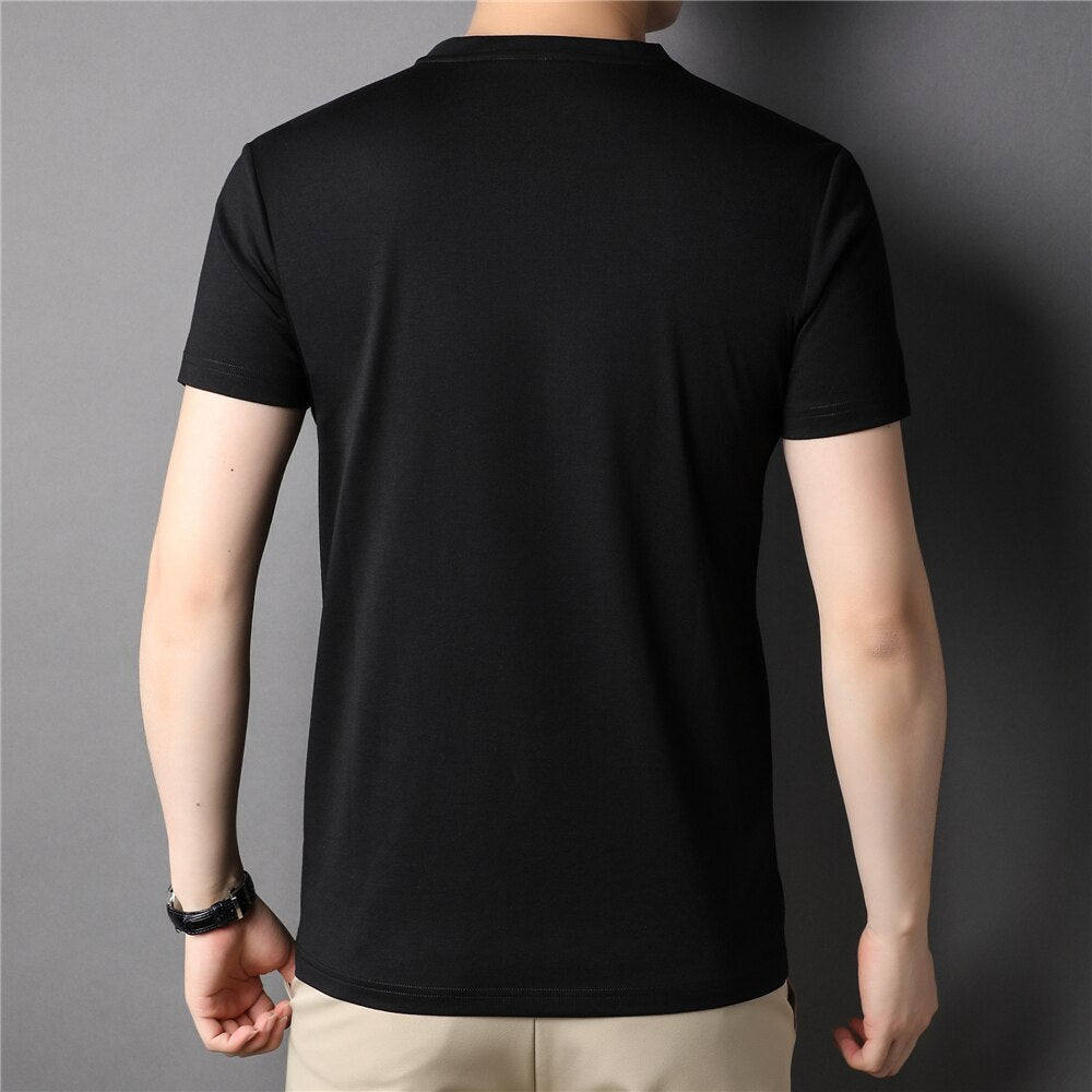 COODRONY Brand Summer New Arrival O-Neck T-Shirt Men Clothing Classic Solid Color Soft Cotton Silk Short Sleeve Tee Homme Z5114S - kmtell.com