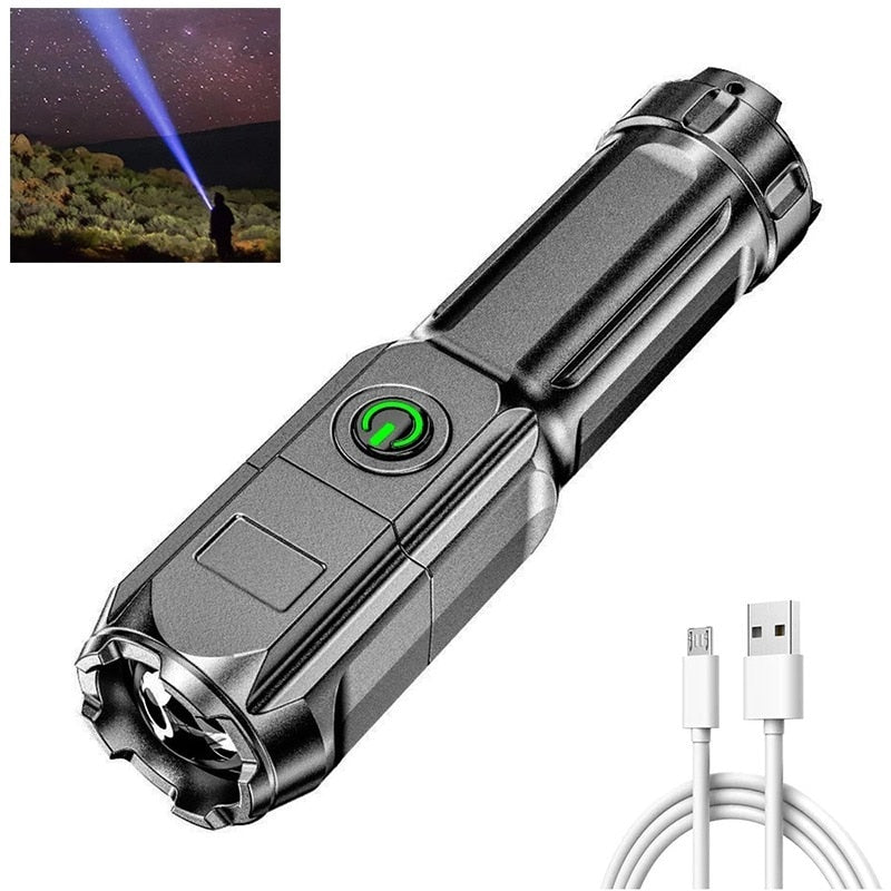 Flashlight Strong Light Rechargeable Zoom Giant Bright Xenon Special Forces Home Outdoor Portable Led Luminous Flashlight - KMTELL
