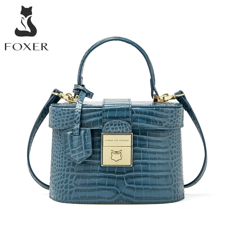 FOXER Brand Original Crocodile Pattern Tote Women Mini Handbag Vegan Leather Lady Shoulder Crossbody Bag High Quality Purse Gift - kmtell.com