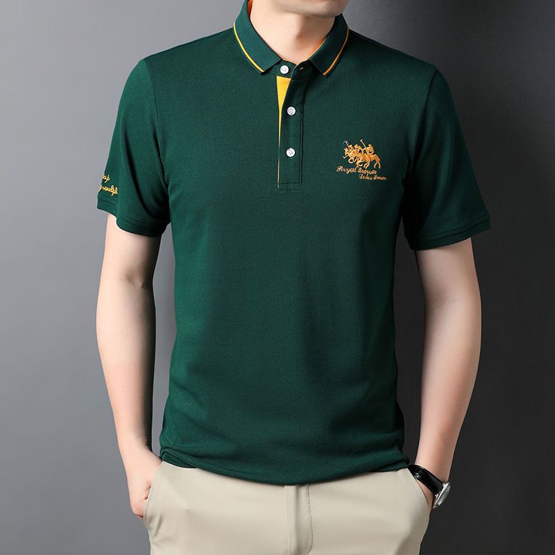 High quality men&#39;s cotton embroidered polo shirt 2023 summer new high-end business casual Lapel short sleeve T-shirt - kmtell.com