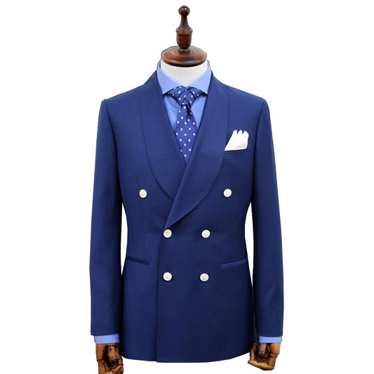 Blue Business Men Suits Custom Made  Bespoke Wedding Suits For Men Tailor Made Groom Suit 100% Wool SUPER 140s Tuxedos For Men - kmtell.com