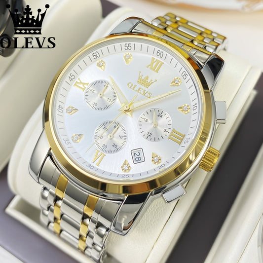 Top Brand OLEVS Luxury Quartz Watch for Men Stainless Steel Waterproof Watches Men Luminous Stop Date Display Men&#39;s Wristwatch - kmtell.com