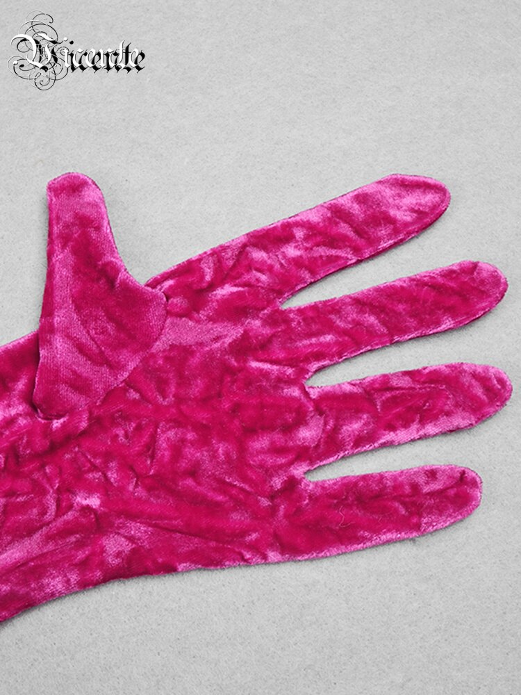 VC All Free Shipping Gloves Design Stand Collar Long Sleeves Full Length Velvet Jumpsuit Vestidos - kmtell.com