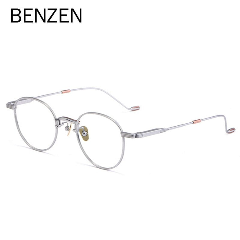 BENZEN Titanium Myopia Round Glasses Frame Men Retro  Prescription Eyeglasses Women New Vintage Optical Eyewear 5796 - kmtell.com