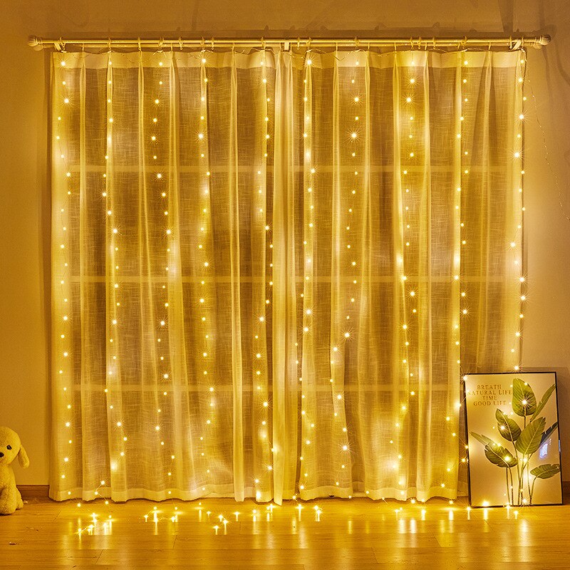 Christmas Ornament Remote Control LED Christmas Curtain String Lights Christmas Decoration Garland New Year Gift Noel Xmas Decor - kmtell.com