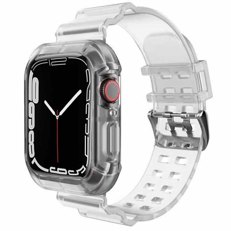 silicone Strap for Apple Watch 8 Band 45MM 41 42 mm 40 44 38mm Transparent Correa Sport loop wrist Iwatch Series 8 7 6 se 5 4 3 - kmtell.com
